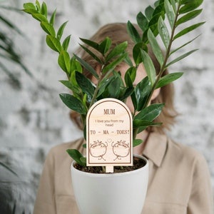 Mother's Day Plant Tag Gift, From MyHead To - Ma - Toes Pun, Cute Plant Accessory, Fun Plant Tag, Gift For Mum, Personalised Gift For Mum image 1