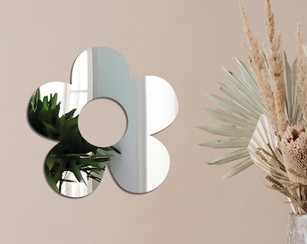Flower Mirror Acrylic Reflective Home Decor Cartoon Flower and Plant House