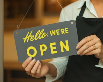 Open and Closed Sign - Bold: Double-Sided Acrylic Shop Window Sign, Door Sign with Suction Cup – Retail, Office, Salon, Cafe, Restaurant