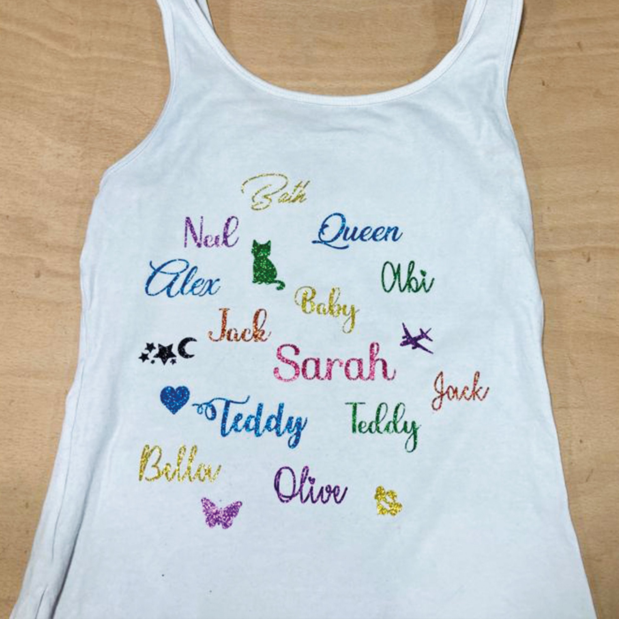 Personalised Glitter Iron on Name Label FREE Symbol Heat Etsy UK