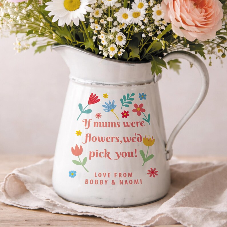 Personalised Mum Vase Sticker | If Mums Were Flowers I’d Pick You | Mother's Day Decal | Custom Name Flower Vase Sticker | Gift for Mum image 3