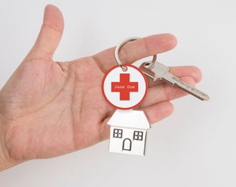 Dementia Round Medical Keyring Tag, Emergency Number, Name On front, Subtle Dementia Keyring, If Lost Call Keyring