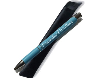 One Pen + One Pouch - Personalised Engraved Message Metal Pen with Velvet Pouch Matte Colours