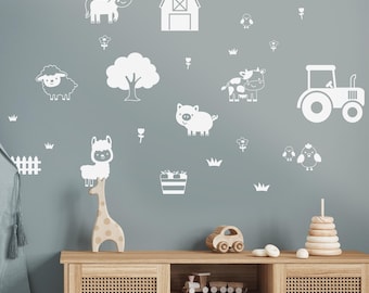 Farm Wall Sticker Set: Cute Barn, Tractor, Animals, and Nature Decor, Farmhouse Wall Art, Farm-Themed Wall Decals for Kids Rooms & Nurseries