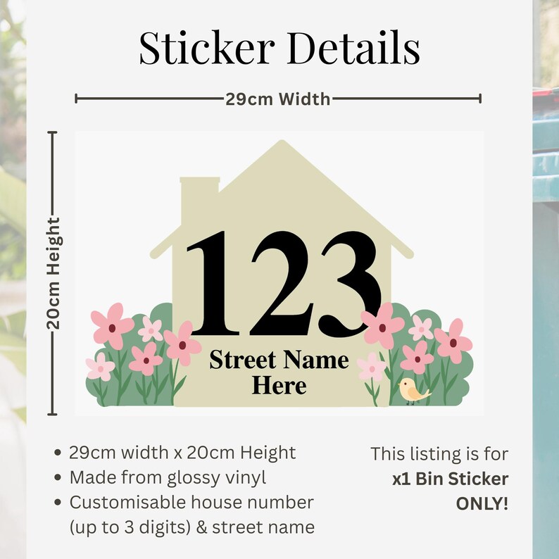 Personalised Wheelie Bin Sticker | Custom House Number & Street Name ...