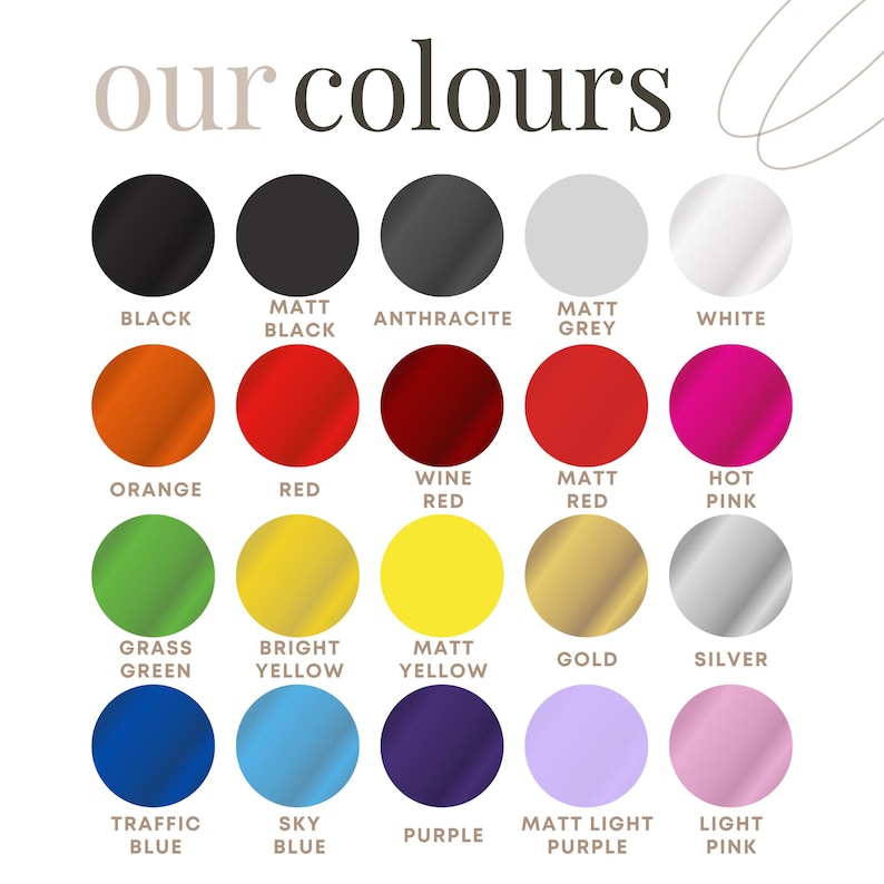 May include: A color chart showing 16 different colors, including black, white, red, orange, yellow, green, blue, purple, pink, and gray. Each color is labeled with its name.