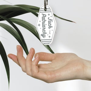 F*ck the Patriarchy Motel-Style Keyring: Retro Acrylic Keychain, Unique Gift Idea, Girly Car Accessory image 2