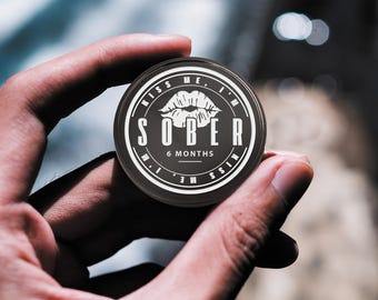 Kiss Me, I'm Sober - 04 Sobriety Coin: Custom Sobriety Token, Personalised Milestone, Sobriety Keepsake, AA Chip, Addiction Recovery Token