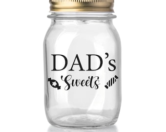 Personalised Sweet Jar Sticker Father's Day Name Glass Vinyl