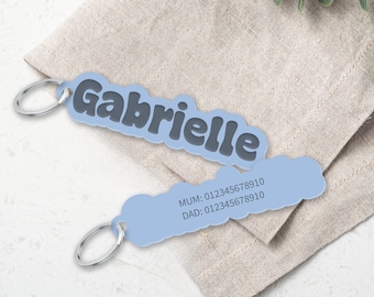 Personalised Name Tag, Contact Information On Back, Acrylic Keyring, Bag Tag, Custom Keyring, Emergency Information Keyring, Custom Name