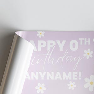 Personalised birthday banner – custom name & photo | daisy design | pastel floral party banner, birthday banner for girls, kids party decor image 5