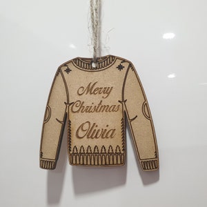 Personalised Christmas Tree Bauble - Hanging Jumper Decoration - Custom Name - First Christmas image 7