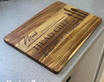 Personalised Chopping Board - Engraved Personalised Wooden Cutting Board with Twelve Designs