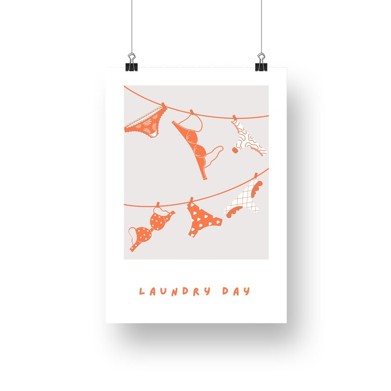 Laundry day - orange poster: trendy art, unique home decor, cool laundry room print, laundry quote poster, utility room art image 5