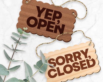 Double Sided Wooden Open And Close Shop Sign, Shop Window Sign, Shop Decor, Open And Close, Wooden Signs, Wood Plaque, Unique Plaque