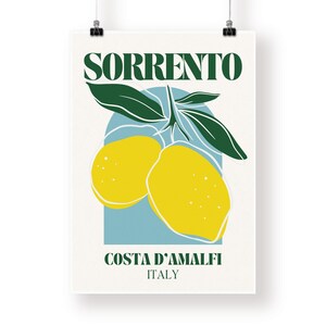 Sorrento - amalfi italy print: modern italian location poster, amalfi coast aesthetic, home decor, lemon illustration, mediterranean, travel image 5
