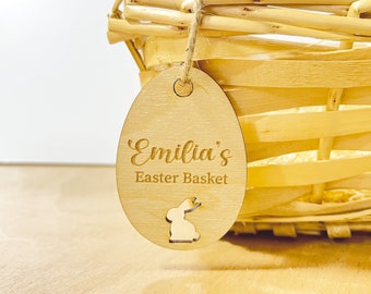 Personalised Easter Wooden Egg Gift Decoration Tag Personalised Easter Decor Children’s Easter gift Easter Basket Tags