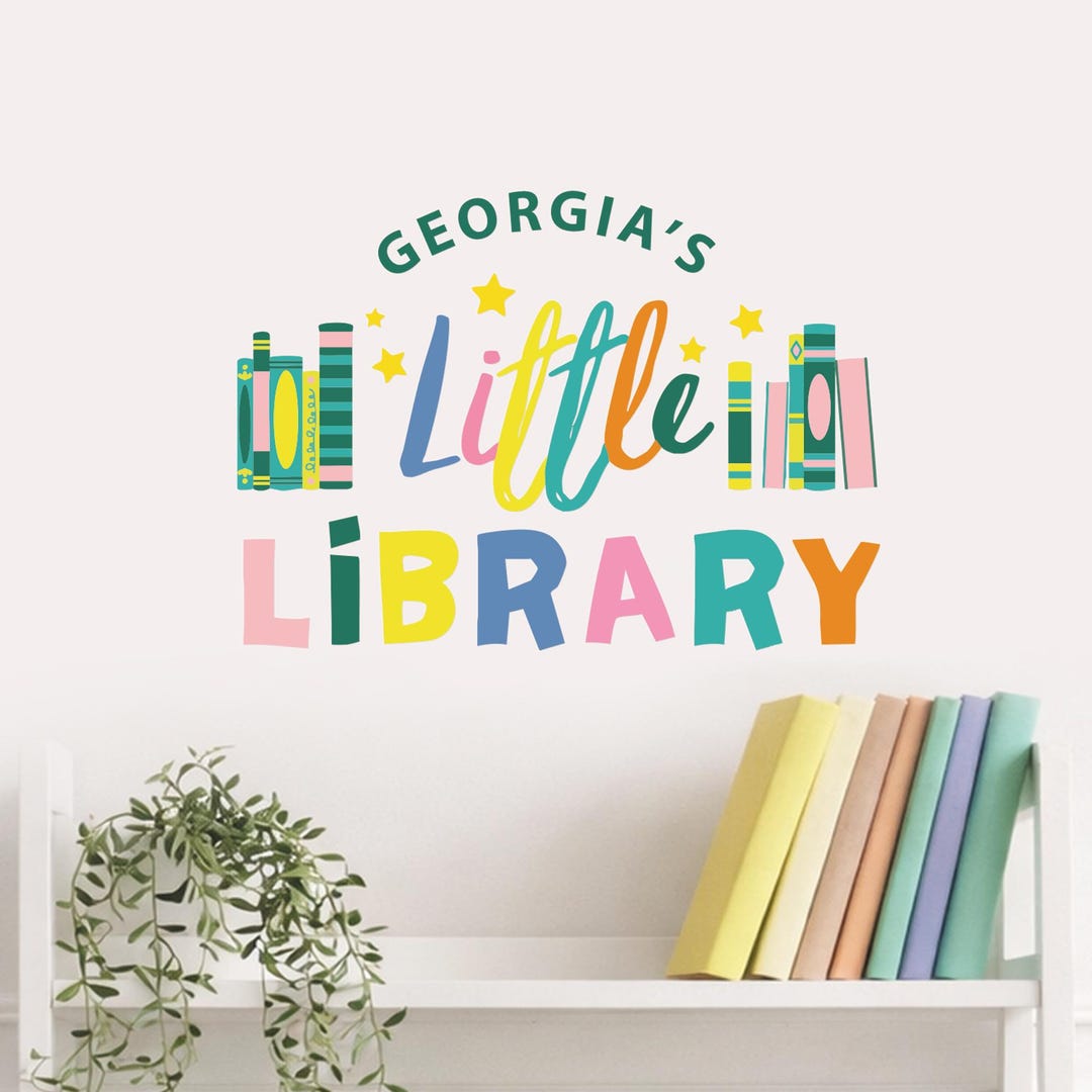 Personalised Bold Little Library Wall Sticker | Kids Reading Corner ...