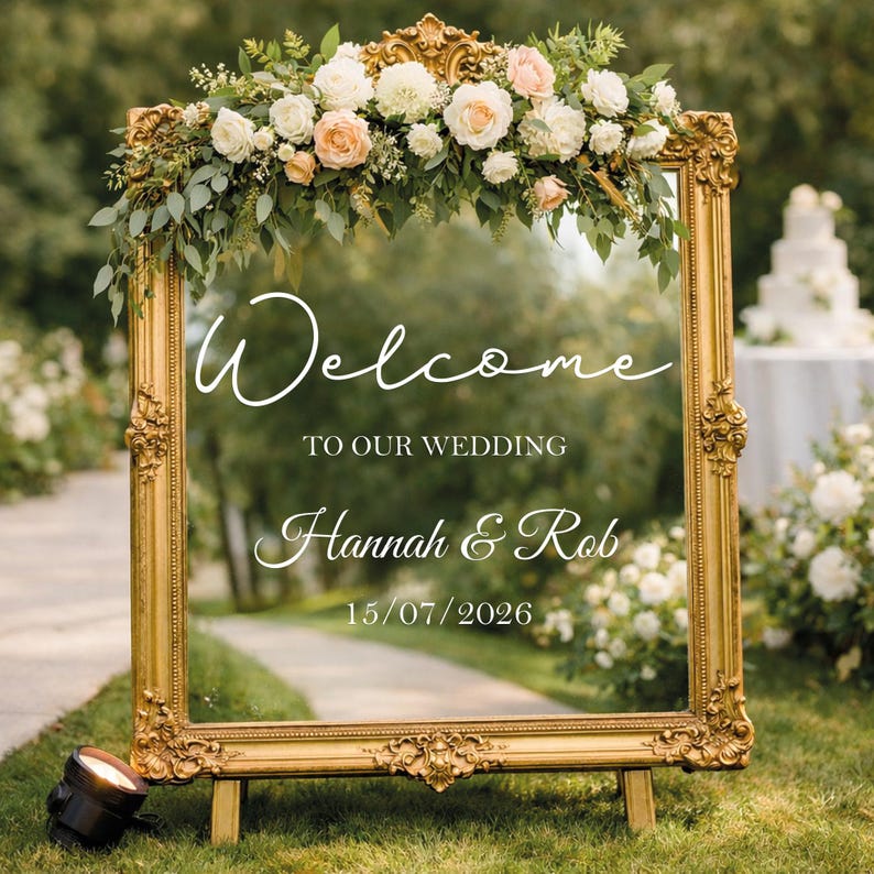 Welcome Wedding Mirror Sticker: Custom Vinyl Decal Sticker for DIY Wedding, Easy to Apply & Remove, Party Sign Decal, Wedding Decor image 5