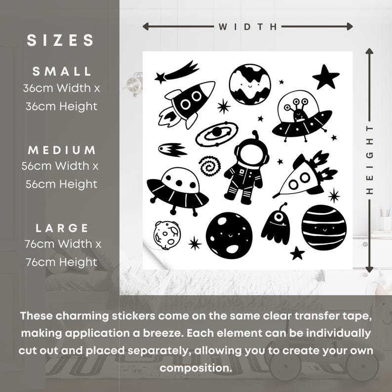 Outer Space Wall Sticker Set – Cute Astronaut Wall Decal, Rocket & Planet Stickers, Space-Themed Wall Decals for Kids Rooms and Nurseries image 3