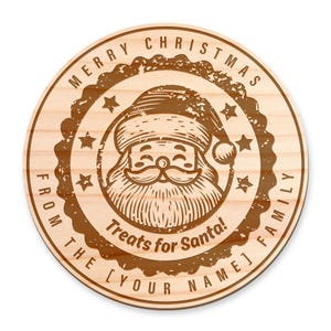 Treats for Santa - Stamp Plate: Christmas Eve Santa Tray, Personalised Wooden Santa Claus Treat Board, Xmas Milk & Cookie Plate bild 4
