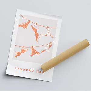 Laundry day - orange poster: trendy art, unique home decor, cool laundry room print, laundry quote poster, utility room art image 3