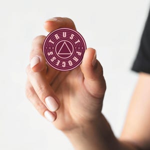 Trust The Process - Grooves Acrylic Sobriety Chip: Customisable Sober Time, Personalised Sobriety Coin, AA Token, Recovery Milestone Gift