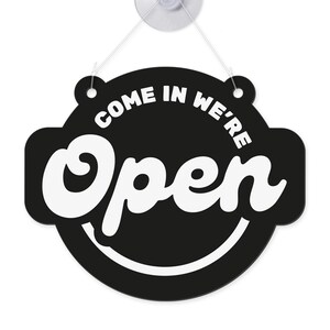 Open & Closed Hanging Shop Sign - Retro Circle: Small Business Shop Door Sign with Suction Cup – Double-Sided Hanging Shop Plaque Decor image 6