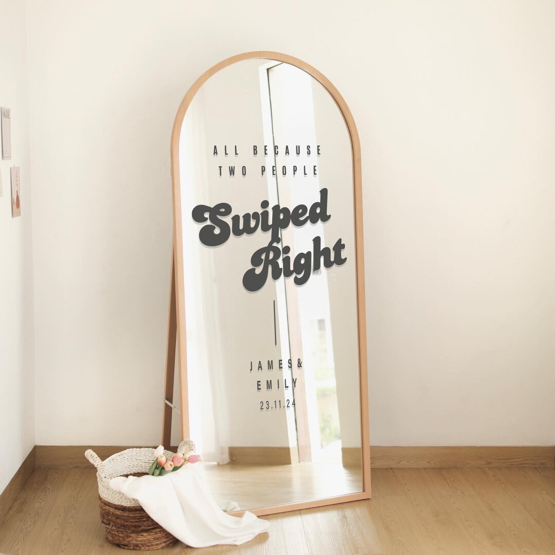 Two Way Mirror Sticker Swiped Right - Retro Mirror Sticker: Custom Decor, Personalised Vinyl ...