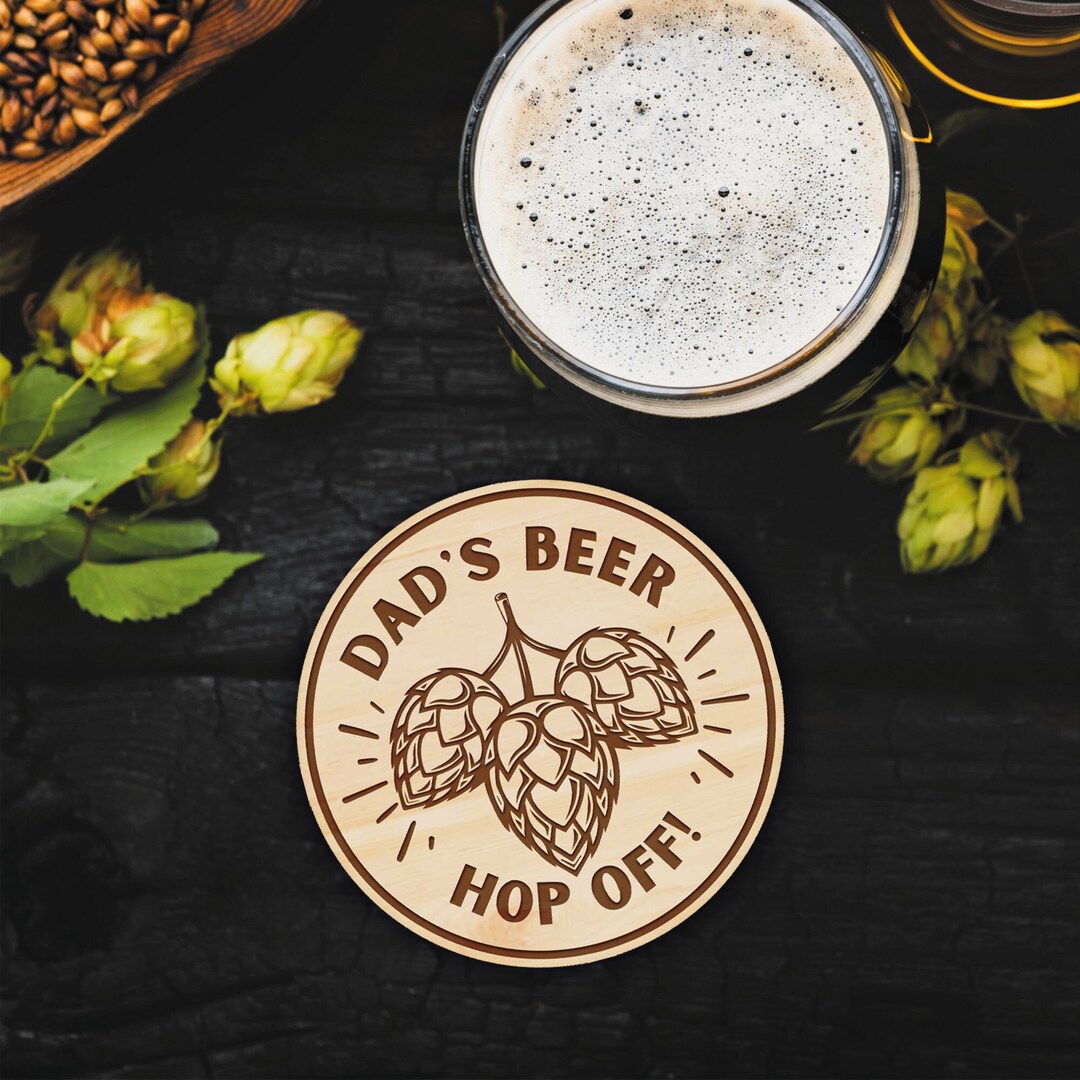 Dad's Beer Hop off Coaster & Glass Decal Pint Glass Sticker, Beer Mat