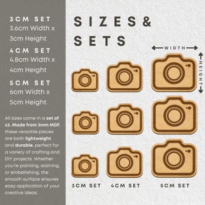 MDF Camera Shape Craft Blanks – Photography-Themed DIY Cutouts, Laser Cut Wood Pieces for Painting, Scrapbooking & Crafts (Set of 3) image 3