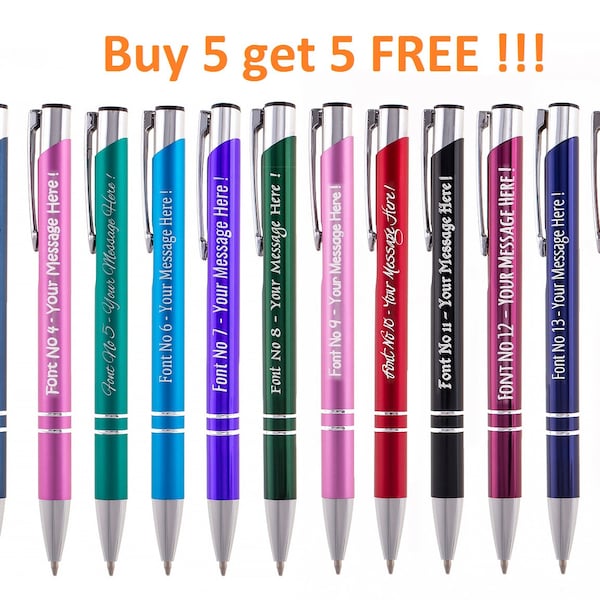 Personalised Engraved Metal Pen - High Quality - Custom Message - Promotional Gift - BUY 5 GET 5 FREE