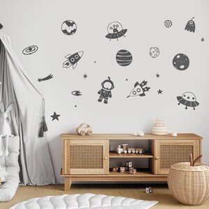 Outer Space Wall Sticker Set – Cute Astronaut Wall Decal, Rocket & Planet Stickers, Space-Themed Wall Decals for Kids Rooms and Nurseries image 2