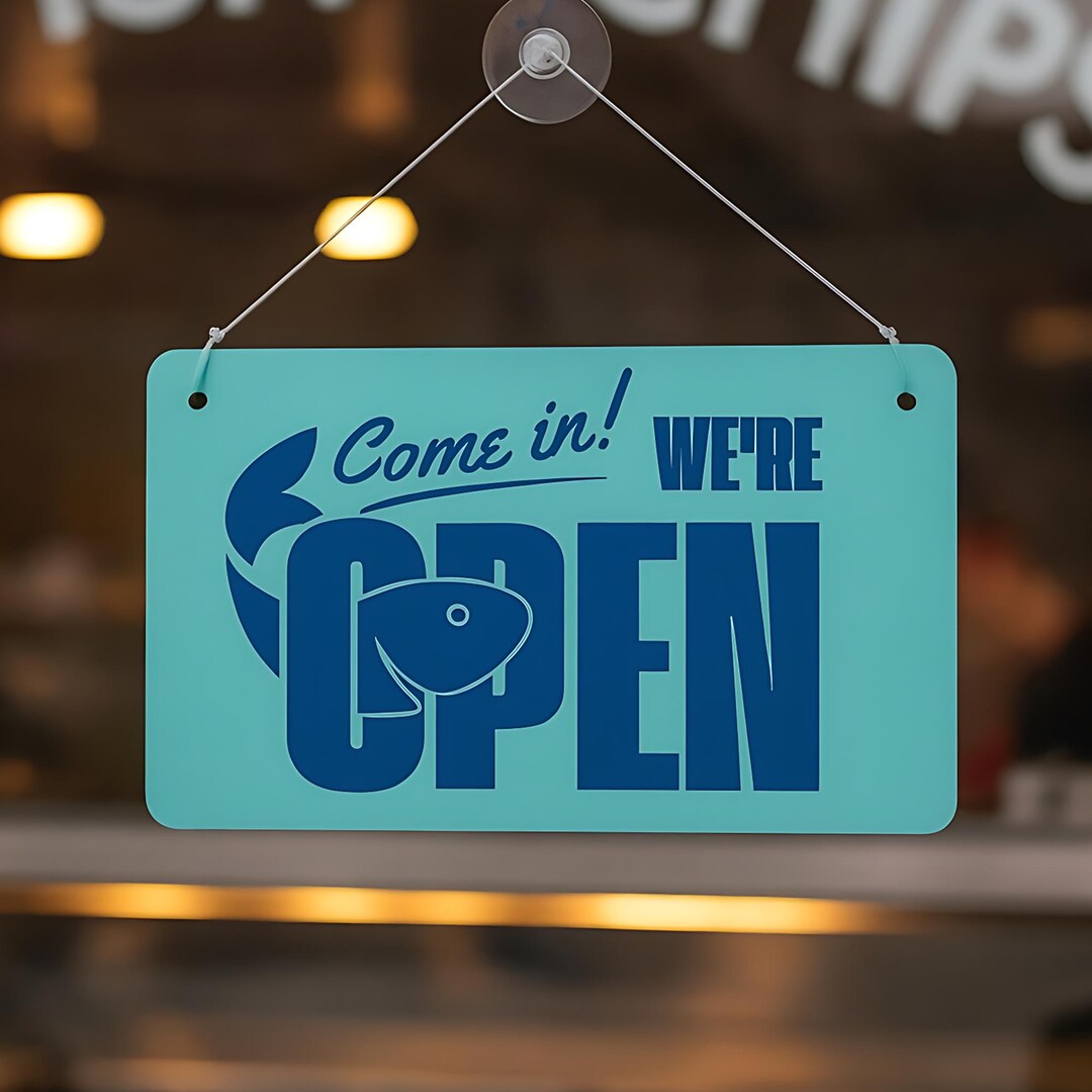 Chippy Shop Sign Classic Fish and Chip Shop Open & Closed Sign: Double-sided Hanging ...