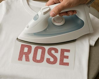 Custom Iron-On Name | Glitter & Matte HTV Vinyl Transfer | Name Heat Transfer | Personalised Decal for Tote Bags, Hen Tees, Baby Grows