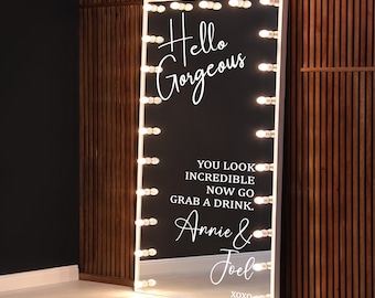 Hello Gorgeous Wedding Mirror Sticker - Personalised Names, Selfie Mirror, Guest Photos/Pictures, Vinyl Sticker for DIY Wedding Sign