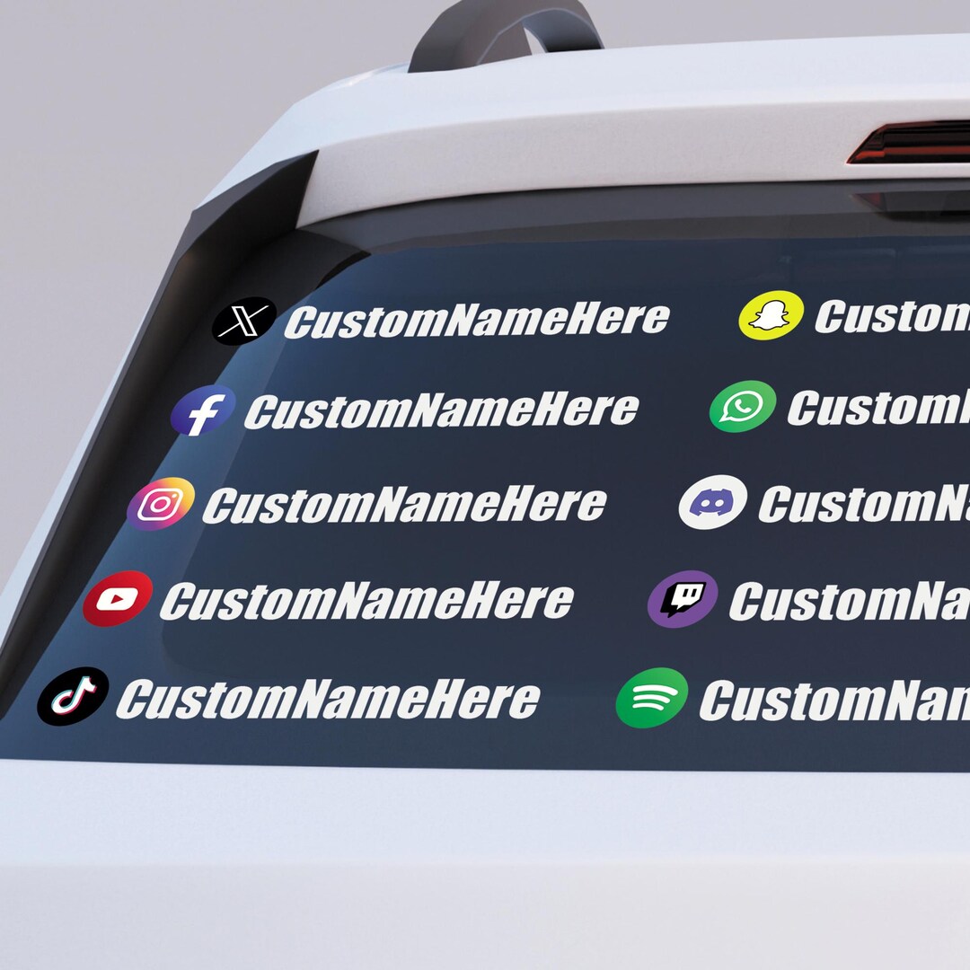 Custom Social Media Car Sticker | Personalised Handle Decal | Custom ...
