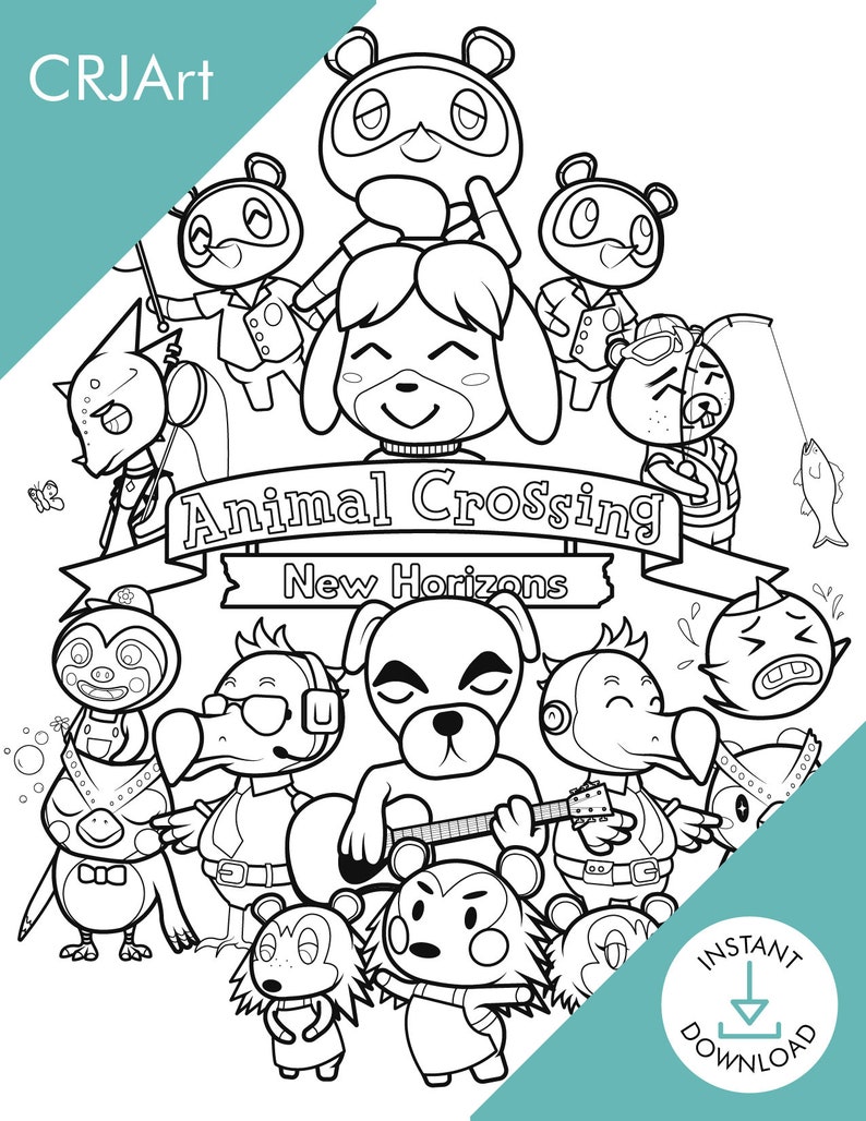 Download Animal Crossing Coloring Page | Etsy