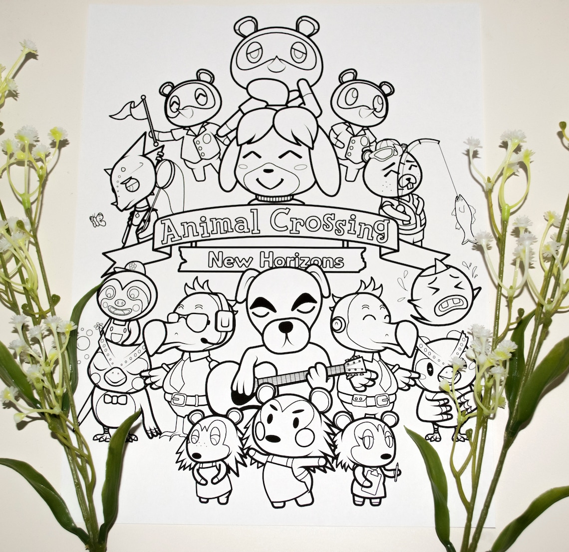 Animal Crossing Coloring Page Etsy Canada