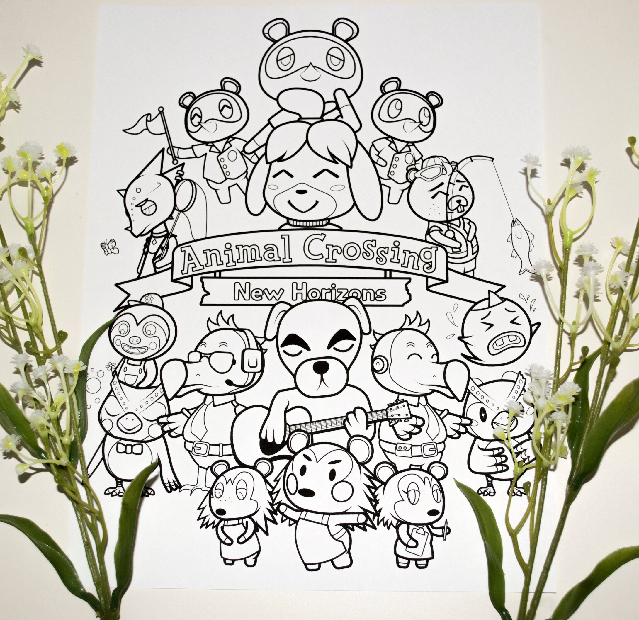 Animal Crossing Coloring Page Etsy Denmark