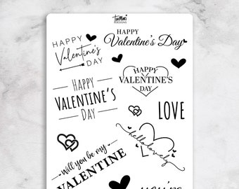 Valentine's Day Foil Vinyl Sticker Sheet | 14 stickers