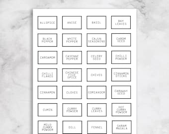 Minimalist Spice Jar Labels: Modern Waterproof Stickers