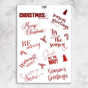 Weihnachtsaufkleber-Bogen klarer oder weißer Hintergrund, 15 Aufkleber, Weihnachtshandwerk, DIY-Weihnachtskartenherstellung
