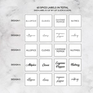 Minimalist Spice Jar Labels | Simple & modern, Clear or White Stickers | 65 stickers in total | Waterproof Labels