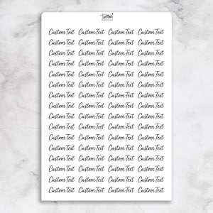 1" lang stickervel met aangepaste tekst doorzichtig of wit | 20-50 stickers | Elke sticker is 1" breed/lang
