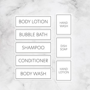 Bathroom/Kitchen White Sticker Labels | 8 Designs | Custom Options