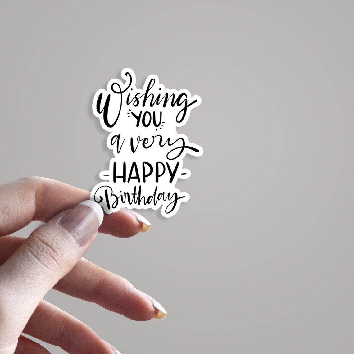 Wishing You A Very Happy Birthday Clear Vinyl Sticker 3 Etsy