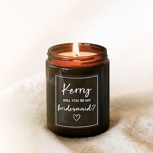 Etiquetas adhesivas para velas personalizadas para damas de honor o damas de honor, sencillas y modernas, transparentes y blancas, pegatinas personalizables para velas