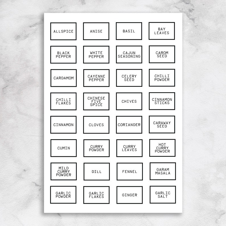 Minimalist Spice Jar Labels Simple & Modern Black/foil Etsy