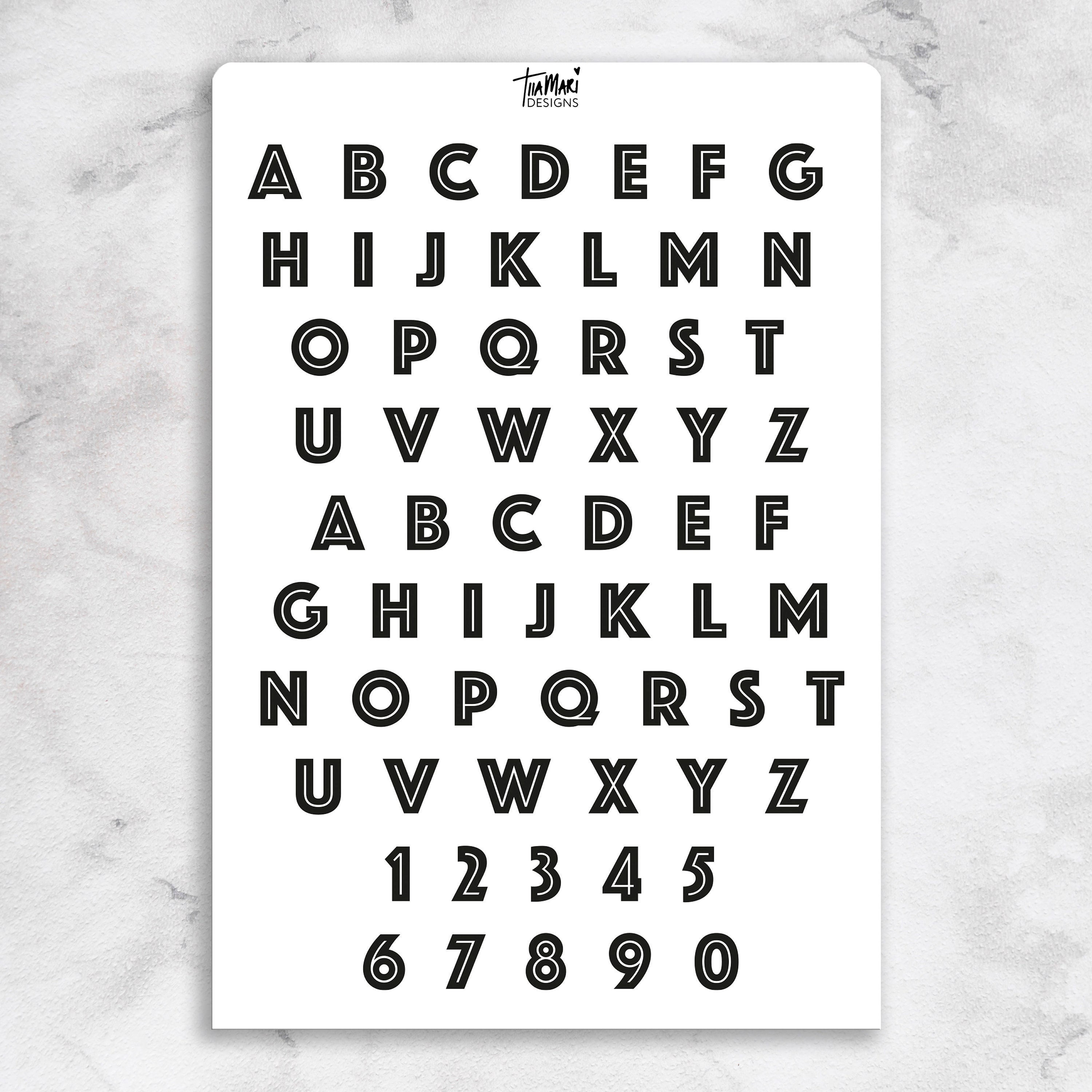Alphabet Stickers Vinyl Sticker Sheet 62 Small Stickers 5 Etsy